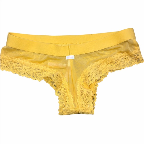 PINK Victorias Secret xsmall yellow lace panty - Picture 2 of 4